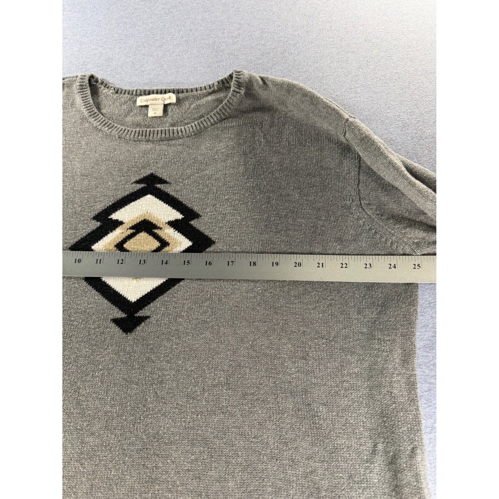 Coldwater Creek Gray Geometric Intarsia Knit Sweater Womens 1X Cotton Blend - Picture 5 of 7